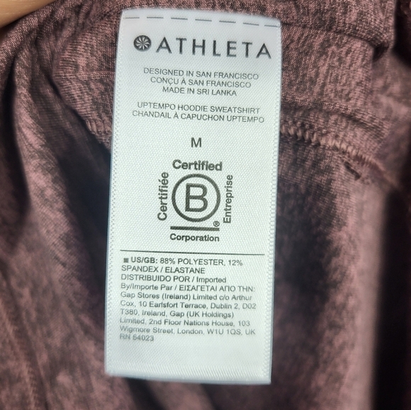 Athleta Hiking Outdoors UPF 50+ Uptempo Hoodie Sweatshirt Antique Burgundy M - Picture 11 of 12